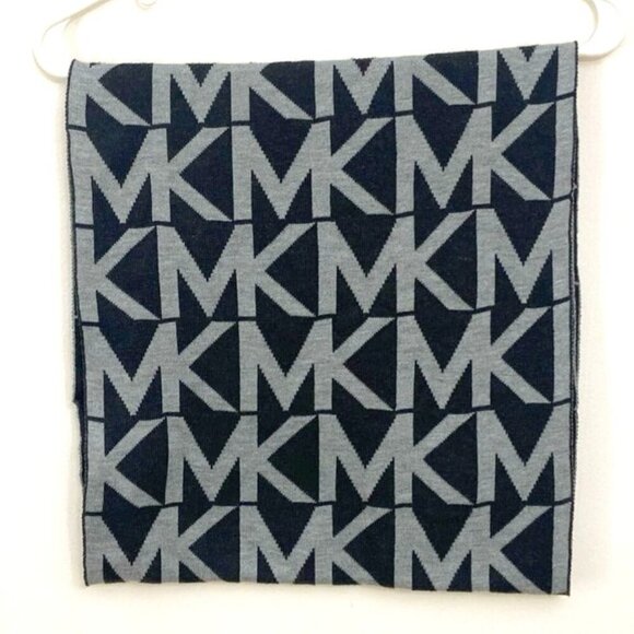 Michael Kors Infinity Scarf Logo Black Gray Neutral Neck Warmer Cozy - Picture 1 of 5